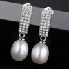 Simple silver Earring Natural Fresh Water Drop 8mm Pearl drop Earrings 925 Sterling Silver Fine Jewelry for Women