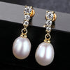 classic design 925 Sterling Silver fresh pearl waterdrop gorgous Earrings cubic zircon stud earring fine jewelry