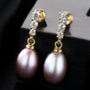 classic design 925 Sterling Silver fresh pearl waterdrop gorgous Earrings cubic zircon stud earring fine jewelry