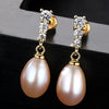 classic design 925 Sterling Silver fresh pearl waterdrop gorgous Earrings cubic zircon stud earring fine jewelry