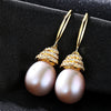 creative 925 Sterling Silver fresh pearl waterdrop rotate Earrings cubic zircon vintage bridal earring fine jewelry
