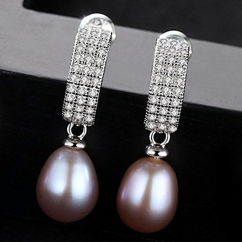 elegant 925 Sterling Silver fresh pearl vintage stud Earrings cubic zircon creative earring fine jewelry