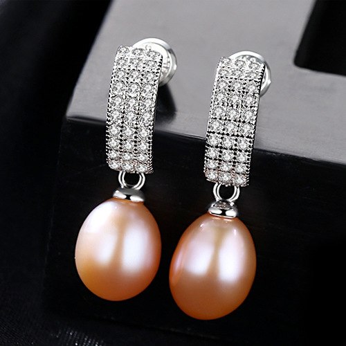 elegant 925 Sterling Silver fresh pearl vintage stud Earrings cubic zircon creative earring fine jewelry