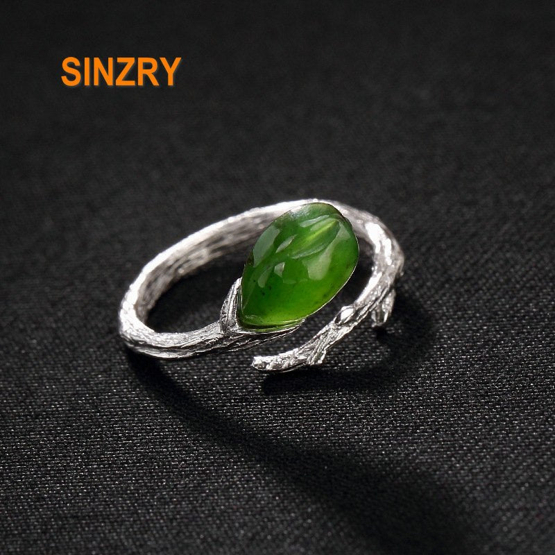 handmade 925 sterling silver retro simple natural Jasper tulip rings lady fine jewelry Rings for Women gift