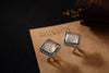 new Handmade 100% 925 sterling Silver vintage square mosaic stud Earrings Silver chalcedony ethnic Jewelry For women