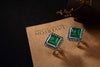 new Handmade 100% 925 sterling Silver vintage square mosaic stud Earrings Silver chalcedony ethnic Jewelry For women