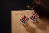 new Handmade 100% 925 sterling Silver vintage square mosaic stud Earrings Silver chalcedony ethnic Jewelry For women