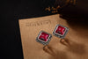 new Handmade 100% 925 sterling Silver vintage square mosaic stud Earrings Silver chalcedony ethnic Jewelry For women
