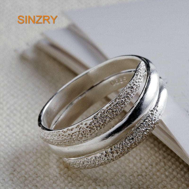 originally design 100% sterling Silver nail sand craft three layer personality couple rings Silver fine jewelry accessory