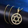 Six-Pointed Star Round Hollow Pendant Necklace Men's and Women's Necklaces Metal Crystal Inlaid Pendant Accessorie Party Jewelry