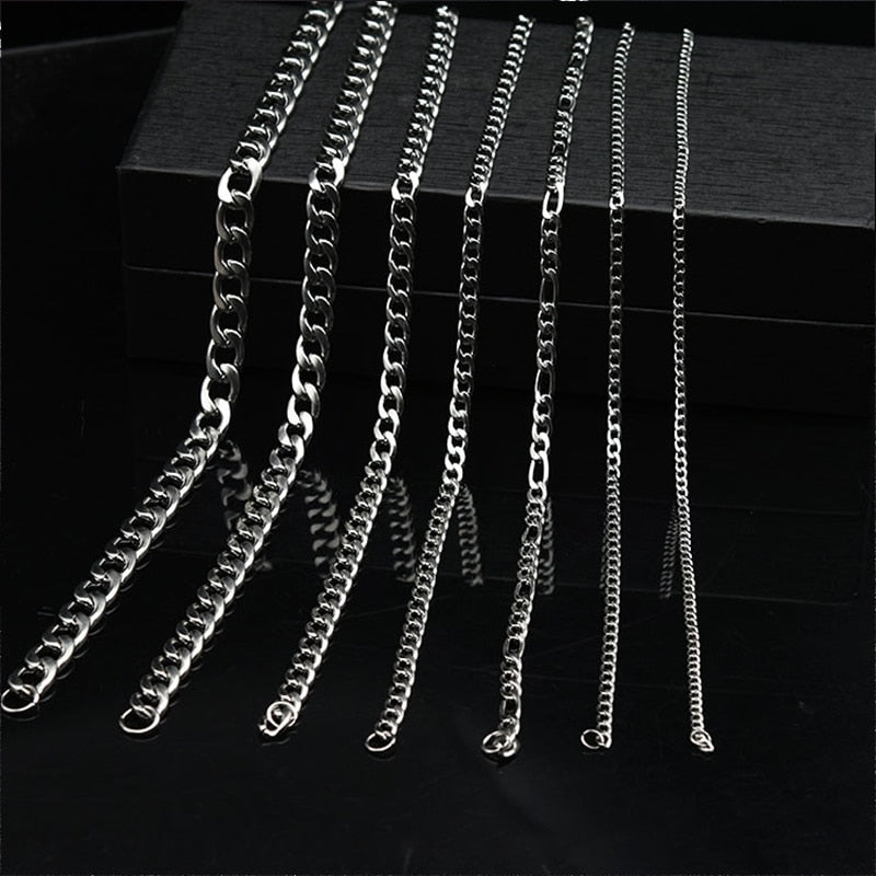 Size 3-7mm Men's Necklace Stainless Steel Cuban Link Chain Gold Black Silver Color Male Jewelry Gifts for Men