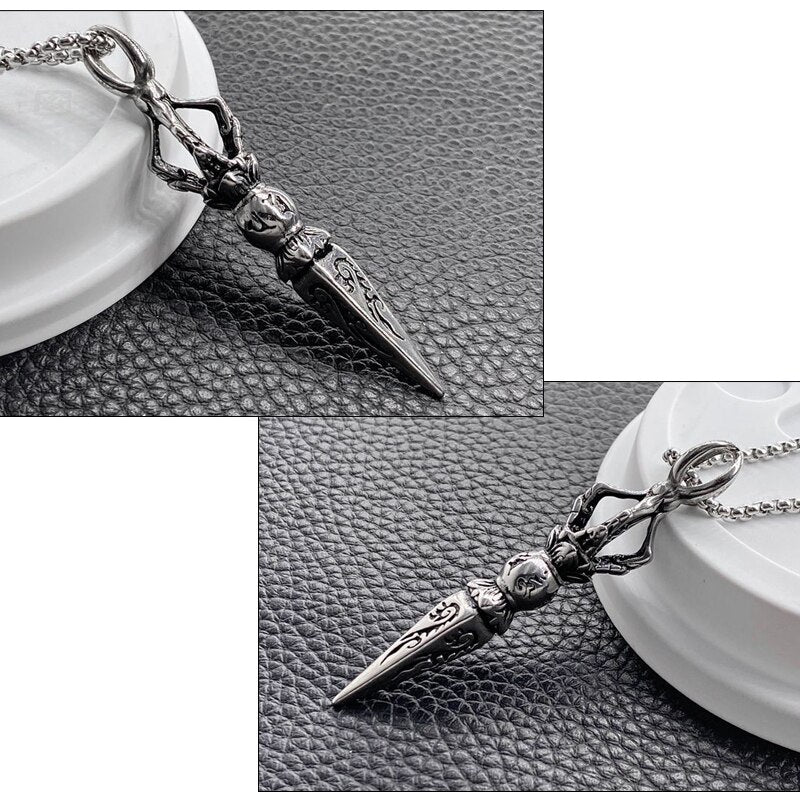 Skeleton Beads Necklace Knife Pendant Necklace Paracord Stainless Steel Outdoor DIY Decorations Self Defense Gear Safety EDC