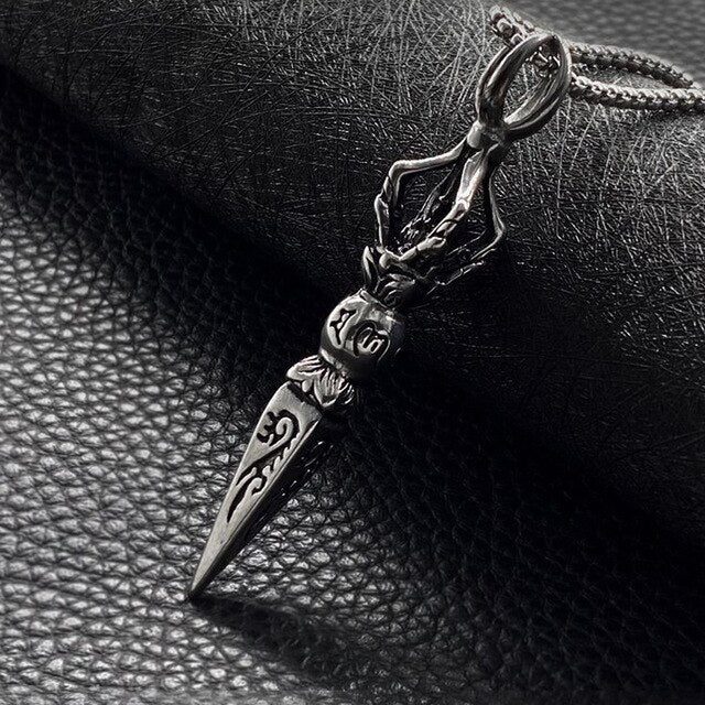 Skeleton Beads Necklace Knife Pendant Necklace Paracord Stainless Steel Outdoor DIY Decorations Self Defense Gear Safety EDC