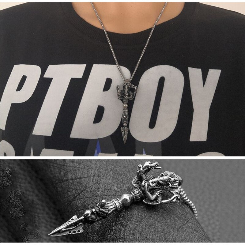 Skeleton Beads Necklace Knife Pendant Necklace Paracord Stainless Steel Outdoor DIY Decorations Self Defense Gear Safety EDC