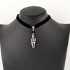 Skeleton Charms Choker Gothic Necklace Witch Pagan Black Faux Suede Cord Collar Jewelry