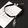 Skeleton Charms Choker Gothic Necklace Witch Pagan Black Faux Suede Cord Collar Jewelry