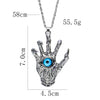 Skeleton Fiend Blue Evil Eye Necklace Dragon Eye Monster Claws Wizard Magic Satan Stainless Steel Chain Hand Man Pendant Jewelry