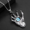 Skeleton Fiend Blue Evil Eye Necklace Dragon Eye Monster Claws Wizard Magic Satan Stainless Steel Chain Hand Man Pendant Jewelry