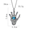 Skeleton Fiend Blue Evil Eye Necklace Dragon Eye Monster Claws Wizard Magic Satan Stainless Steel Chain Hand Man Pendant Jewelry