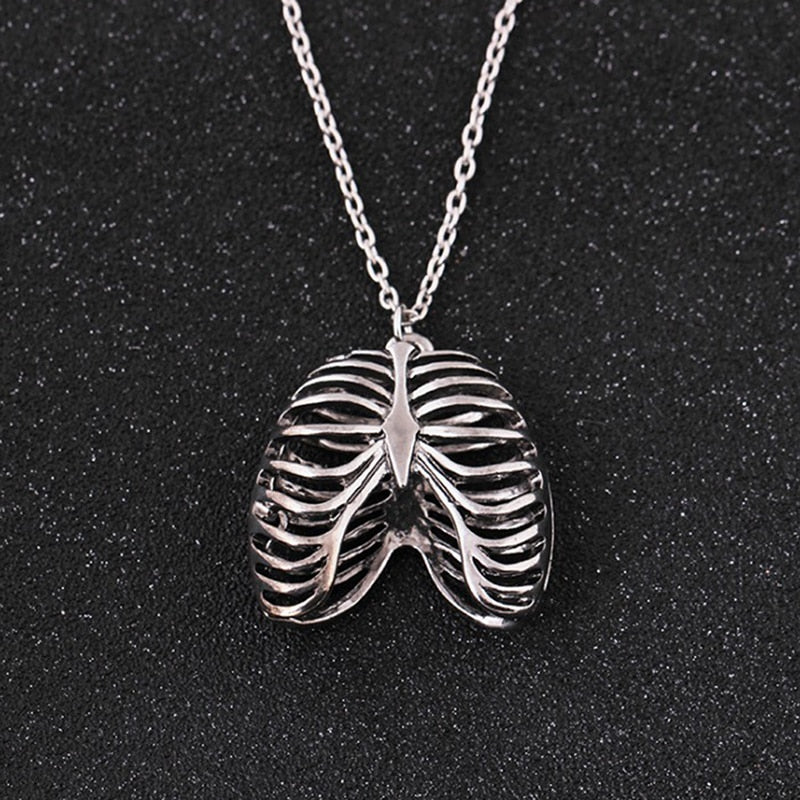 Skeleton Pendant Necklace Anatomy Anatomical Human Rib Chest Necklace Vintage Biology Jewelry Men