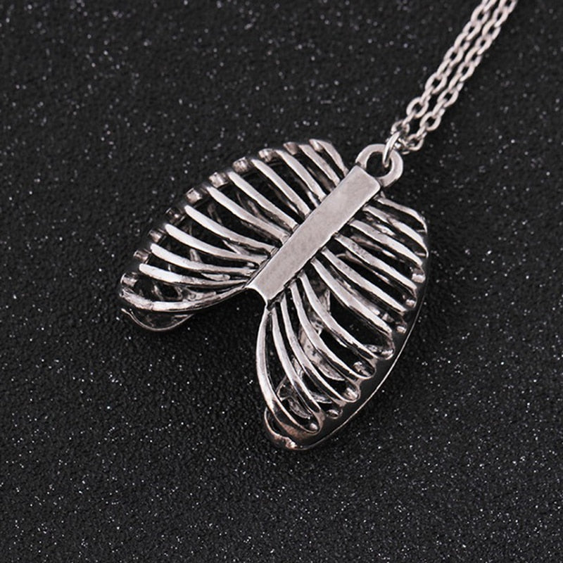 Skeleton Pendant Necklace Anatomy Anatomical Human Rib Chest Necklace Vintage Biology Jewelry Men