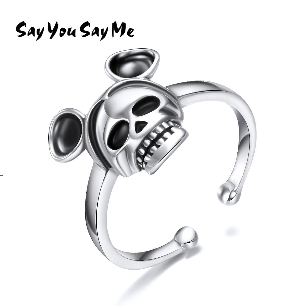 Skull 925 Sterling Silver Rings Wholesale Co Party Punk Skeleton Open Rings Cuff 2020 New Arrival Best Gift You Me