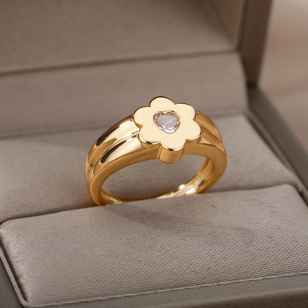Skull Black Zircon Rings For Women Men Stainless Steel Gold Color Finger Ring Couple Wedding Boho Jewelry anillos mujer