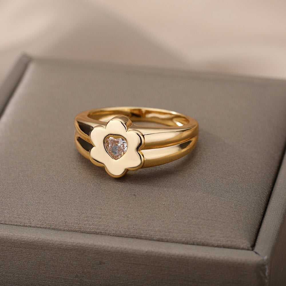 Skull Black Zircon Rings For Women Men Stainless Steel Gold Color Finger Ring Couple Wedding Boho Jewelry anillos mujer