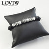 Skull Cross Bead Bracelet Thomas Style Fashion rock punk Jewelry For Men Women obsidian matted black Beaded 925 Sterling Silver