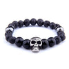 Skull Series Black Beads Bracelet Natural Hematite Bracelet Skull Head Onyx Stone Beads Charm Men Bracelet Jewelry