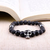 Skull Series Black Beads Bracelet Natural Hematite Bracelet Skull Head Onyx Stone Beads Charm Men Bracelet Jewelry