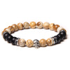 Skull Series Black Beads Bracelet Natural Hematite Bracelet Skull Head Onyx Stone Beads Charm Men Bracelet Jewelry