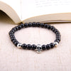 Skull Series Black Beads Bracelet Natural Hematite Bracelet Skull Head Onyx Stone Beads Charm Men Bracelet Jewelry