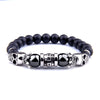 Skull Series Black Beads Bracelet Natural Hematite Bracelet Skull Head Onyx Stone Beads Charm Men Bracelet Jewelry