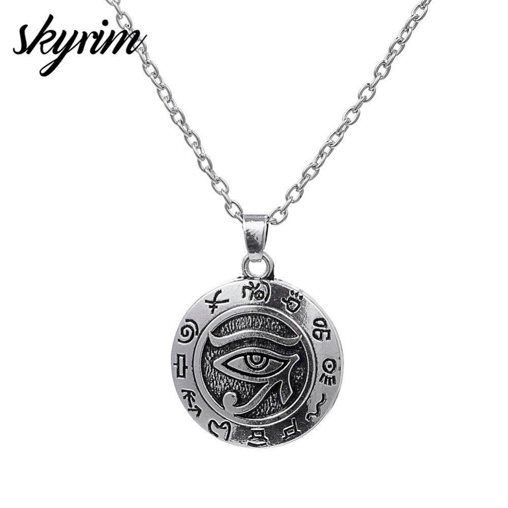 Skyrim Jewelry Pendant Necklaces Religious Egyptian Eye of Ra Horus Udjat Link Chain Necklace Lockets Necklace for Gifts