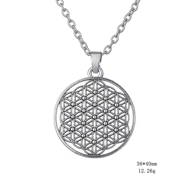 Mix Vintage Antique Silver/Gold Flower of Life Charm Pendant Necklace Exquisite Women Jewelry Necklace Finding As Gift