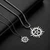 Skyrim Stainless Steel Shining Sun Pentagram Pendant Necklace Supernatural Dean Statement Box Chain Necklaces Couple Women Men