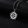 Skyrim Stainless Steel Shining Sun Pentagram Pendant Necklace Supernatural Dean Statement Box Chain Necklaces Couple Women Men