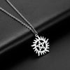Skyrim Stainless Steel Shining Sun Pentagram Pendant Necklace Supernatural Dean Statement Box Chain Necklaces Couple Women Men