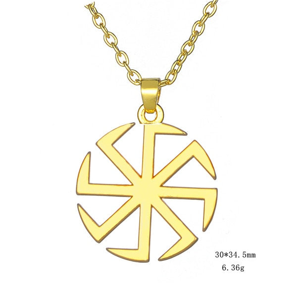 Slavic Kolovrat Amulet Necklace Pagan Sun Talisman Spinning Wheel Wax Cord Religious Pendants For Date Birthday Woman Man Gift
