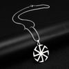 Slavic Kolovrat Amulet Necklace Pagan Sun Talisman Spinning Wheel Wax Cord Religious Pendants For Date Birthday Woman Man Gift