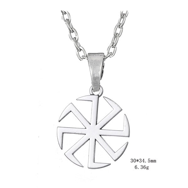 Slavic Kolovrat Amulet Necklace Pagan Sun Talisman Spinning Wheel Wax Cord Religious Pendants For Date Birthday Woman Man Gift