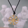Slavic Kolovrat Amulet Necklace Pagan Sun Talisman Spinning Wheel Wax Cord Religious Pendants For Date Birthday Woman Man Gift
