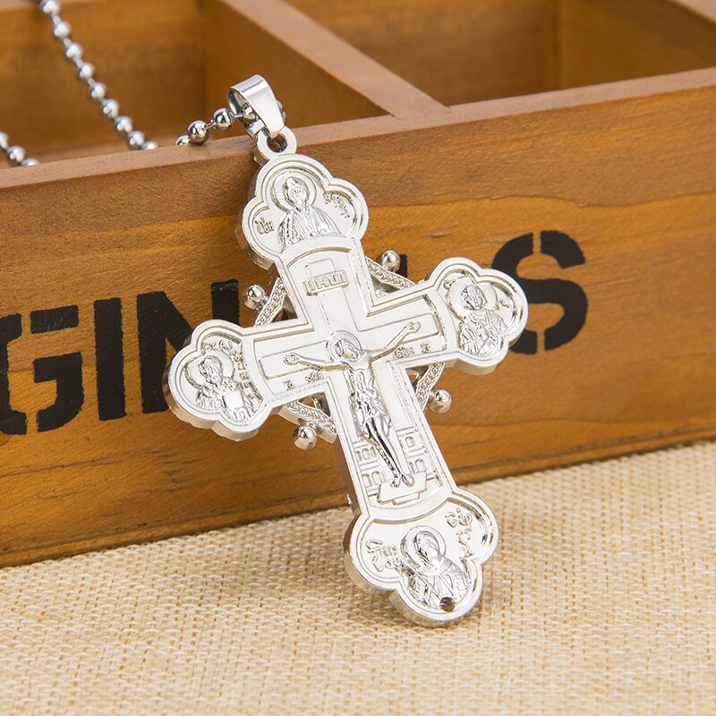 Slavic Pendant Orthodox Eastern Church Female Male Cross Hotset Men Chain Christian Sell Jewelry Russian Necklaces