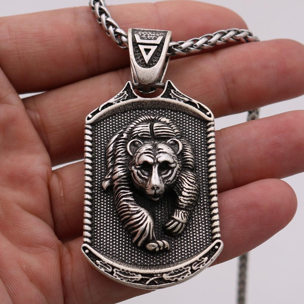 Slavic Veles Kolovrat Symbol Viking Jewelry Valknut Wolf Amulet Lion Bear Pendant Necklace Men Talisman Jewlery Accesorios Mujer