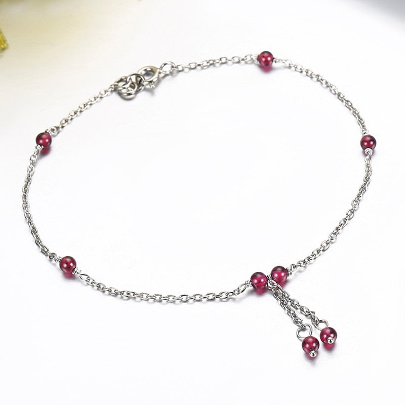 Slim 925 Sterling Silver Cross Chain Round Red Beads Charms Bracelets Pulseras Pulseira Accessoires Bracelete Women Best Friend