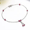 Slim 925 Sterling Silver Cross Chain Round Red Beads Charms Bracelets Pulseras Pulseira Accessoires Bracelete Women Best Friend