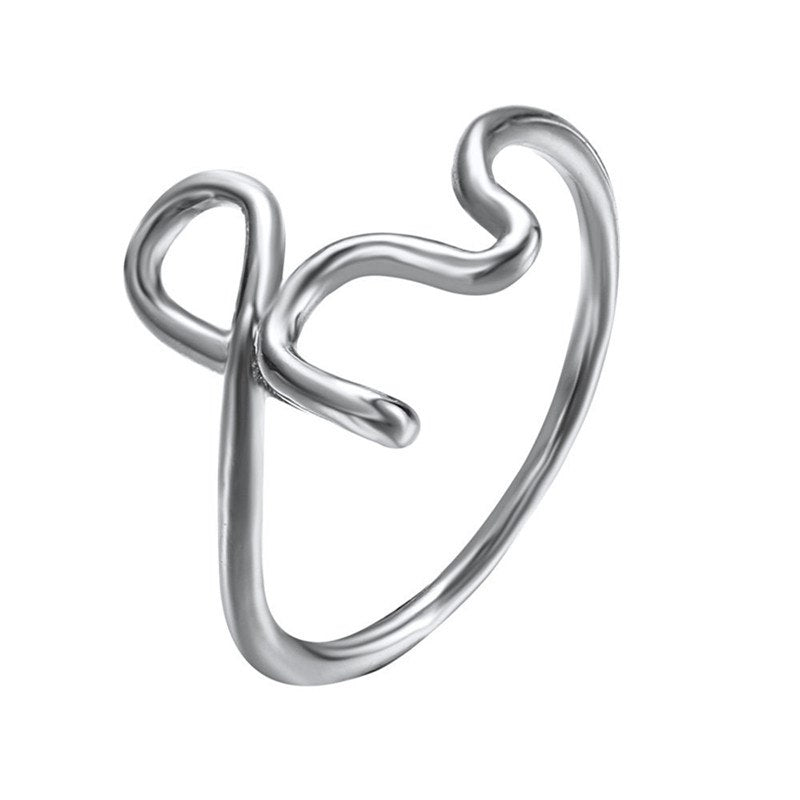 Sliver Gold Color Custom Letter Rings For Women Lover J E M K Y R Word Name Finger Ring 2020 New Fashion Jewelry Drop Shipping