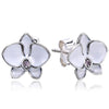 2020 Summer Style 925 Sterling Silver White Orchids Stud Earrings For Women Enamel Orchids Stud Earring Brincos