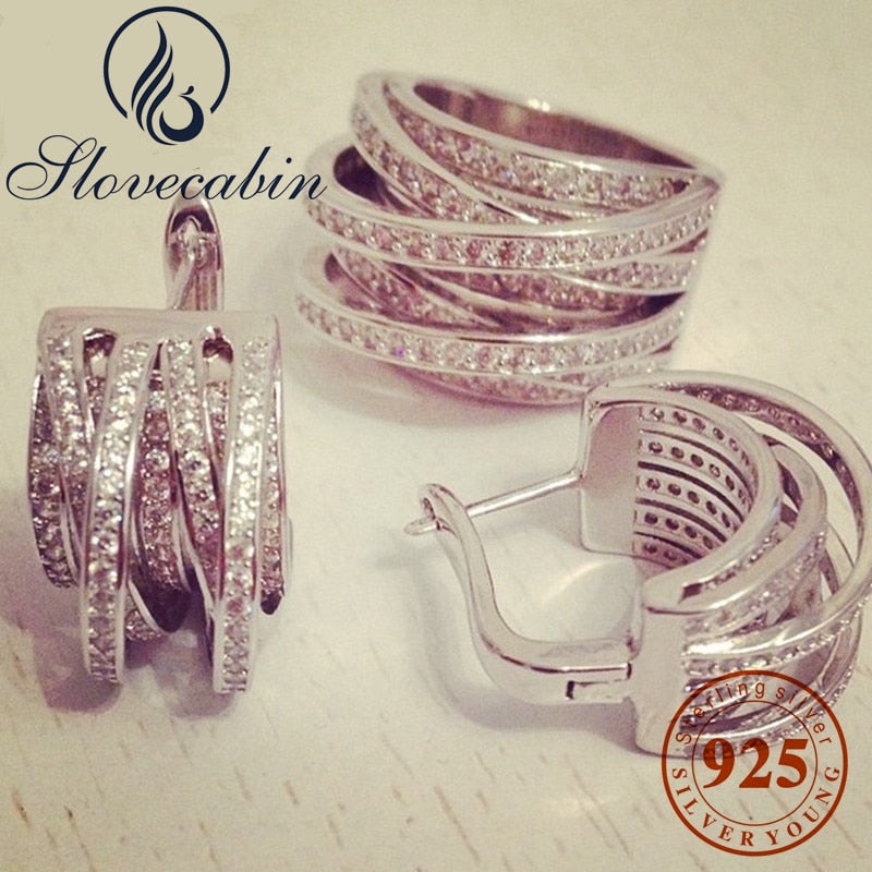 2020 Top Brand Silver Jewelry Set Europe Popular 100% 925 Sterling Silver Ring And Earring Jewelry Set For Women